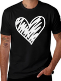 Heart Scribble Graphic Black T-Shirt