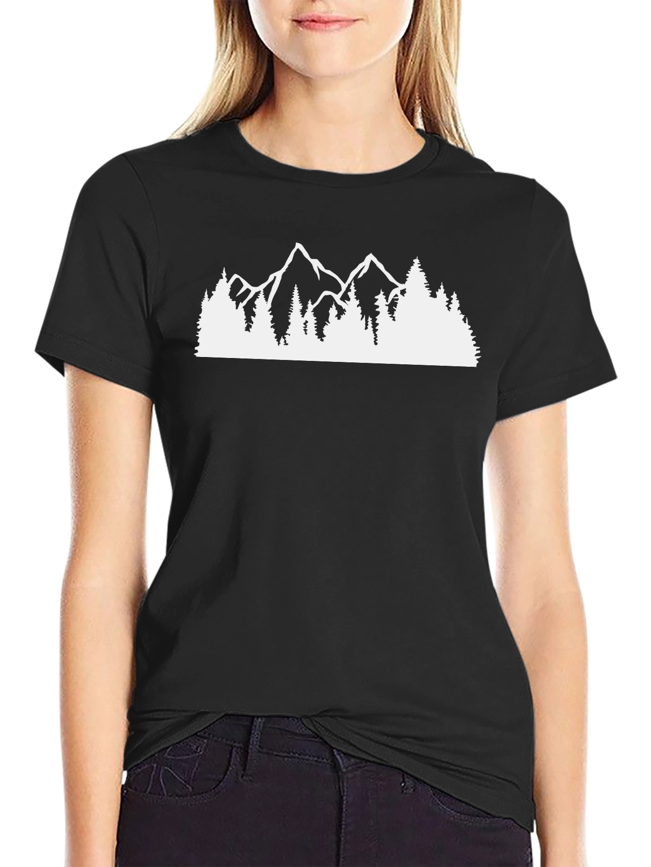 Mountain Range Graphic Tee - Black Casual Shirt
