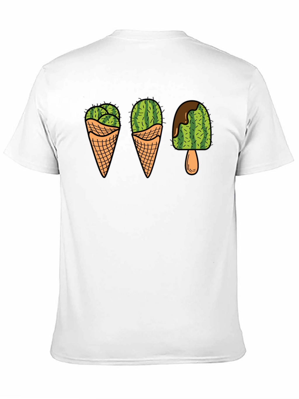 Cactus Ice Cream Graphic Tee - Novelty T-Shirt