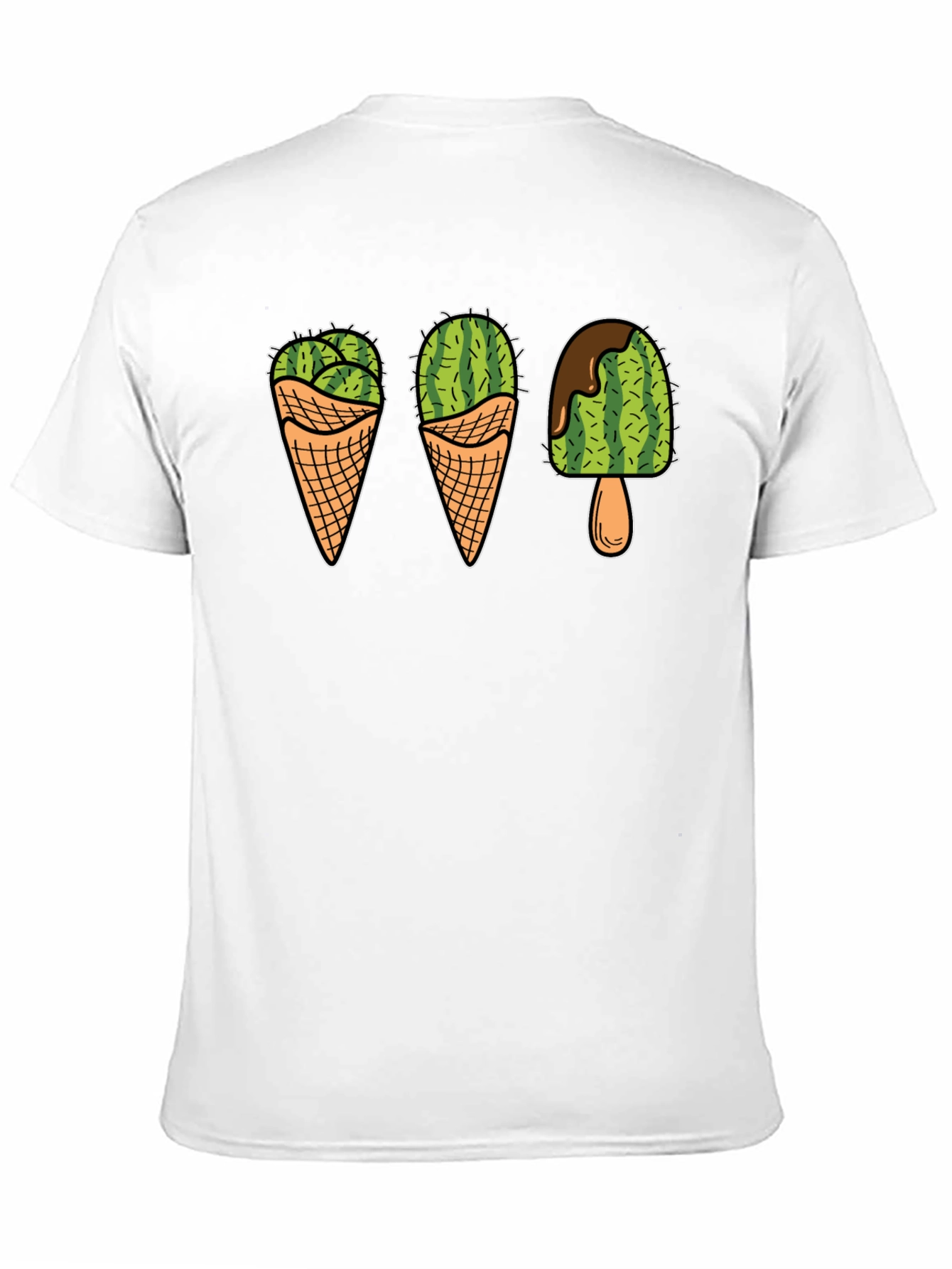 Cactus Ice Cream Graphic Tee - Novelty T-Shirt