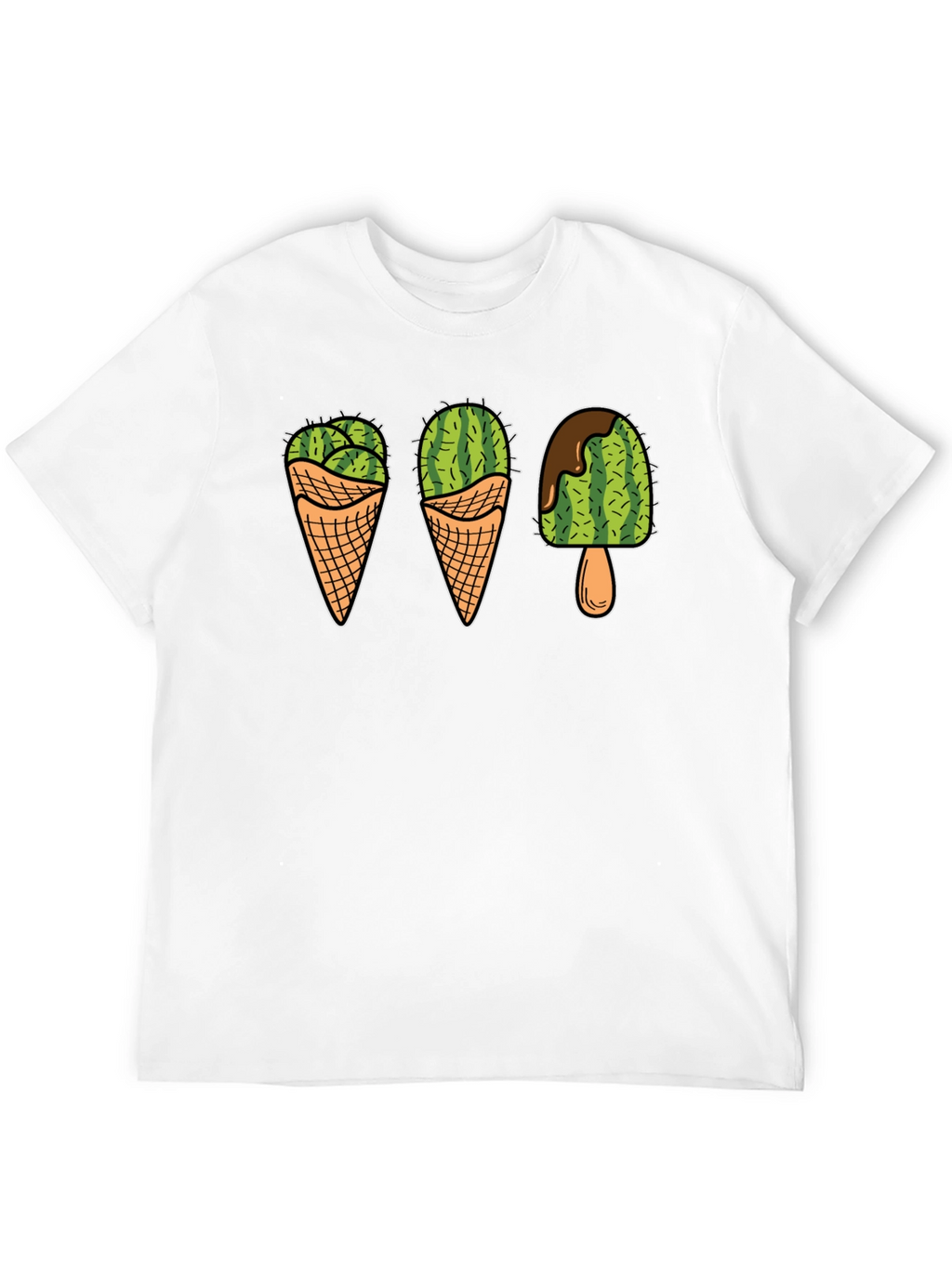 Cactus Ice Cream Graphic Tee - Novelty T-Shirt