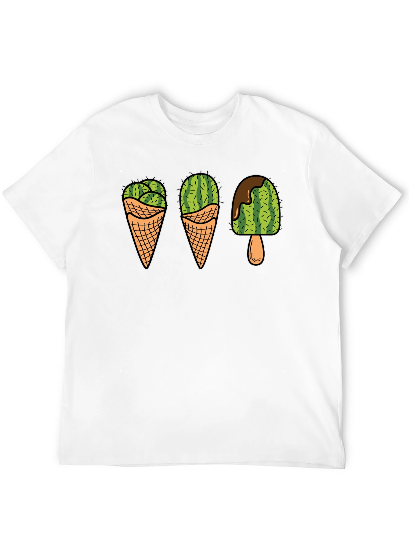 Cactus Ice Cream Graphic Tee - Novelty T-Shirt