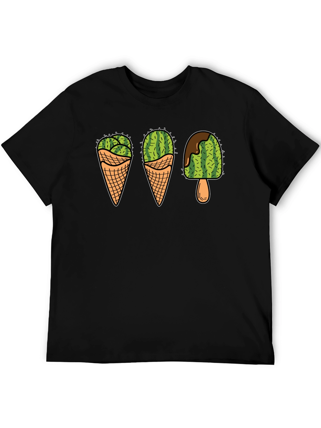 Cactus Ice Cream Graphic Tee - Novelty T-Shirt