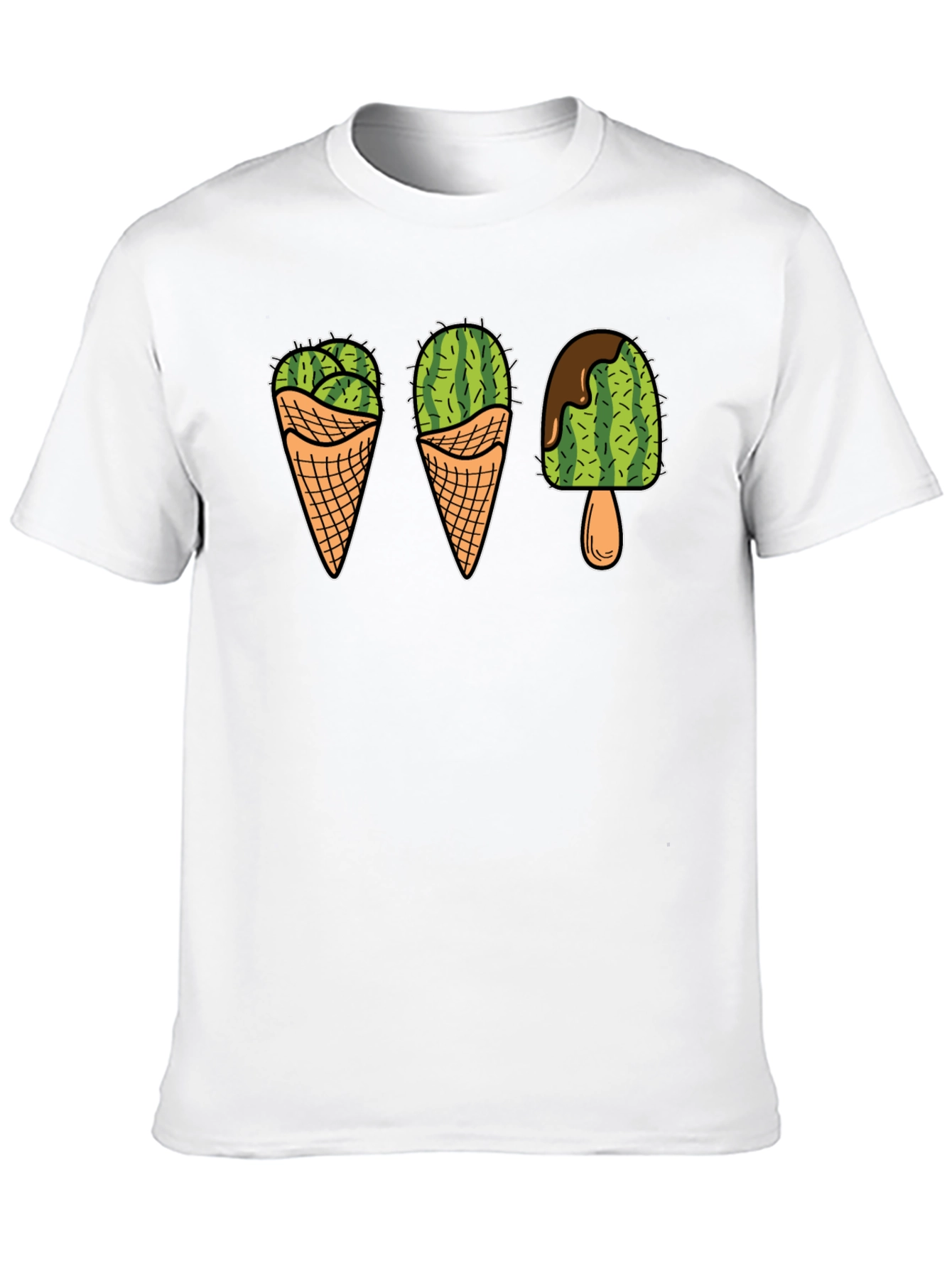 Cactus Ice Cream Graphic Tee - Novelty T-Shirt