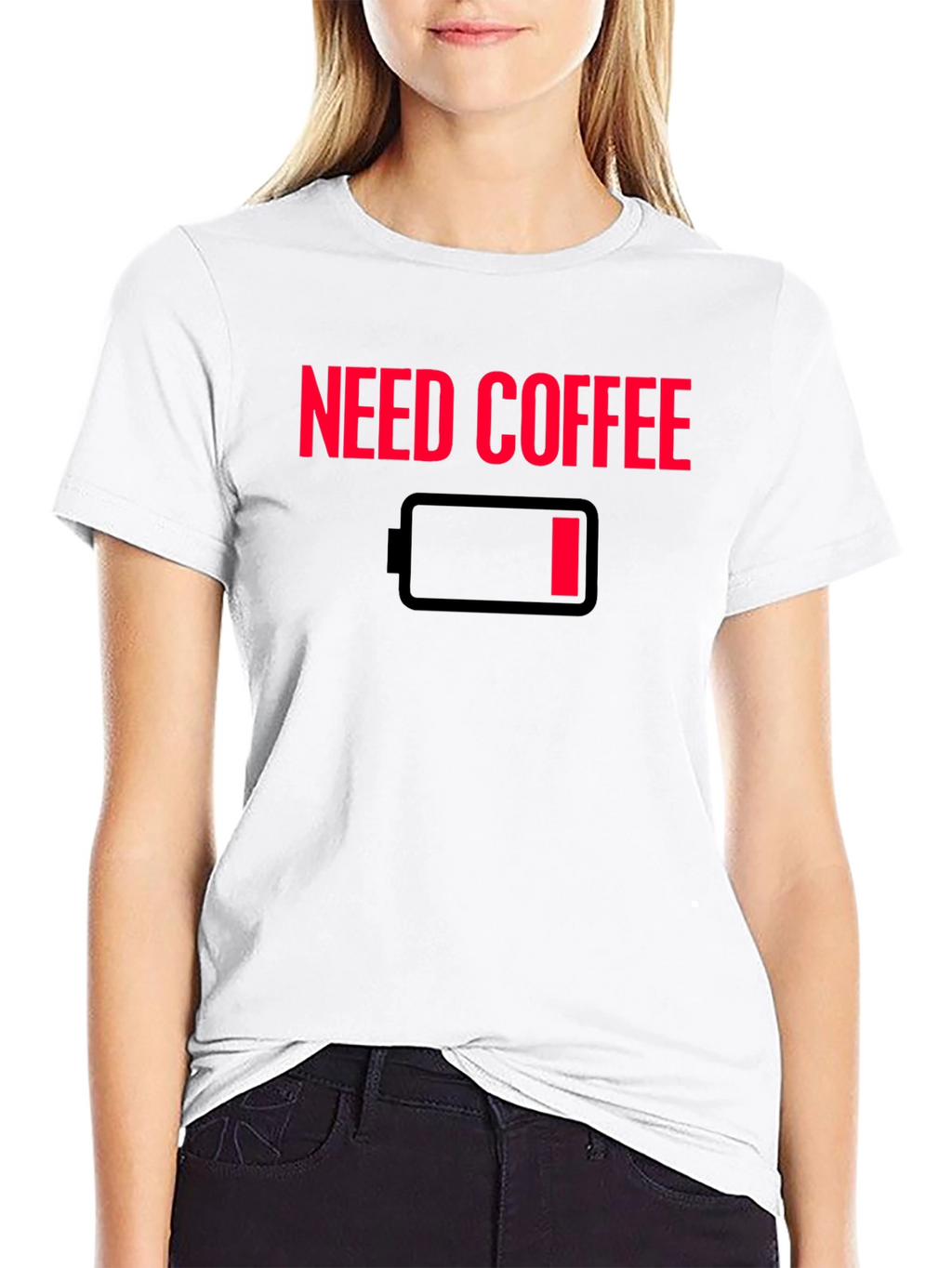 Need Coffee T-Shirt - Low Battery Graphic Tee