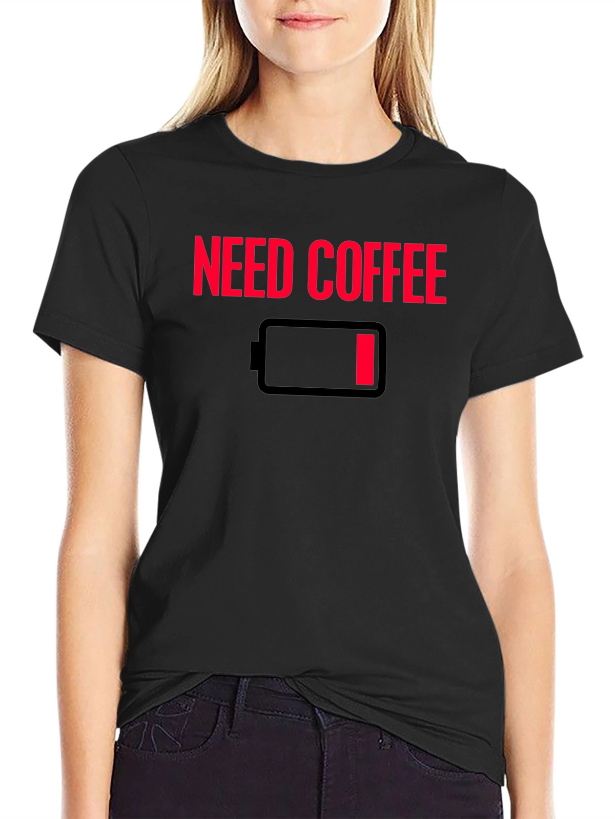 Need Coffee T-Shirt - Low Battery Graphic Tee