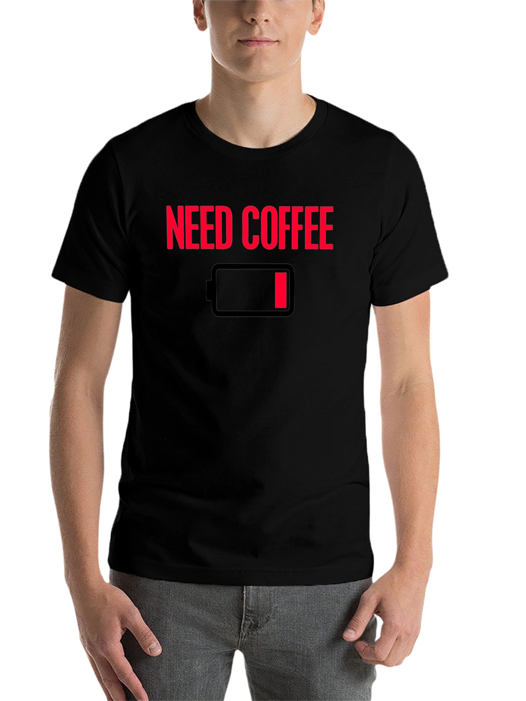 Need Coffee T-Shirt - Low Battery Graphic Tee