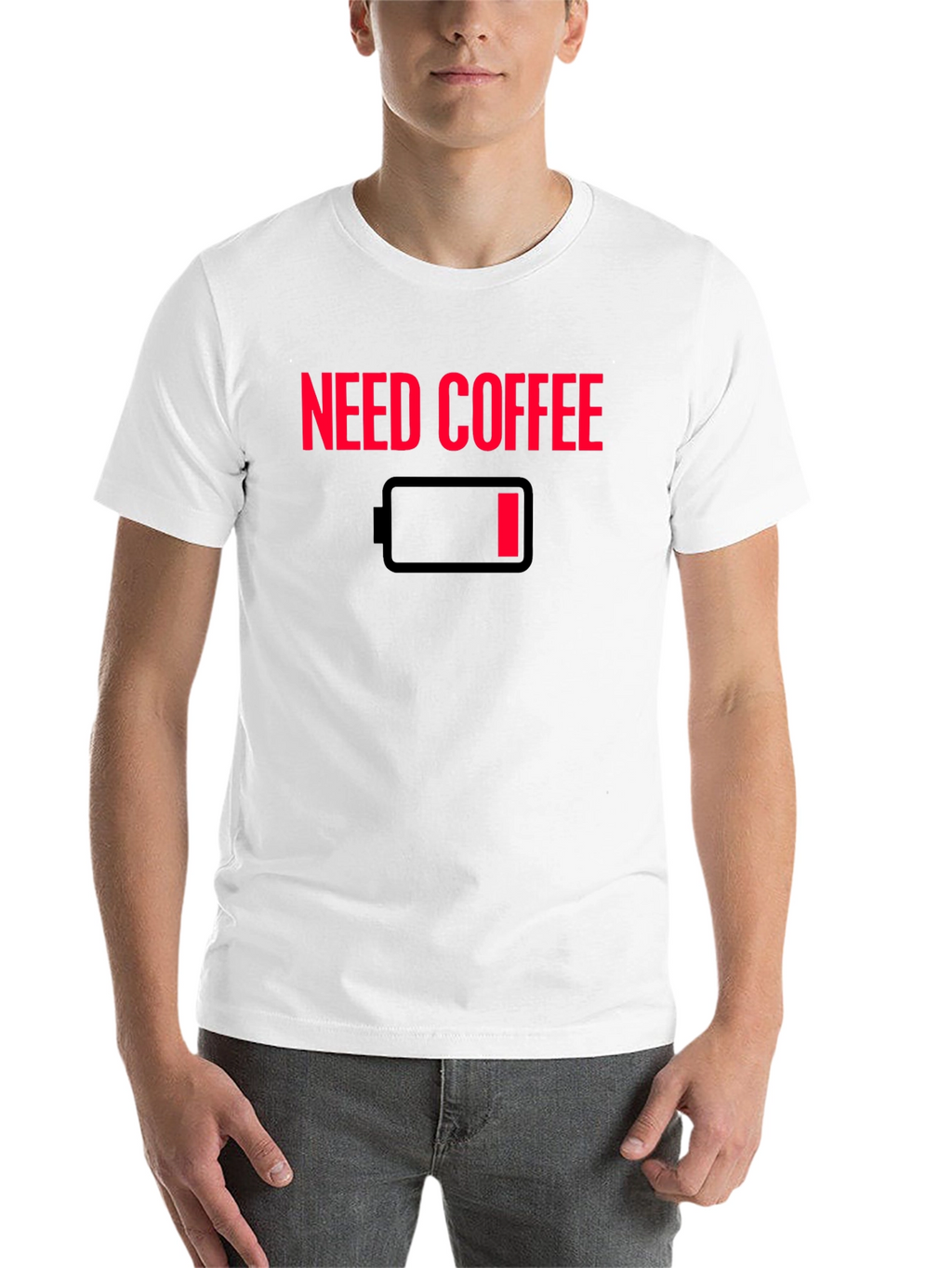 Need Coffee T-Shirt - Low Battery Graphic Tee