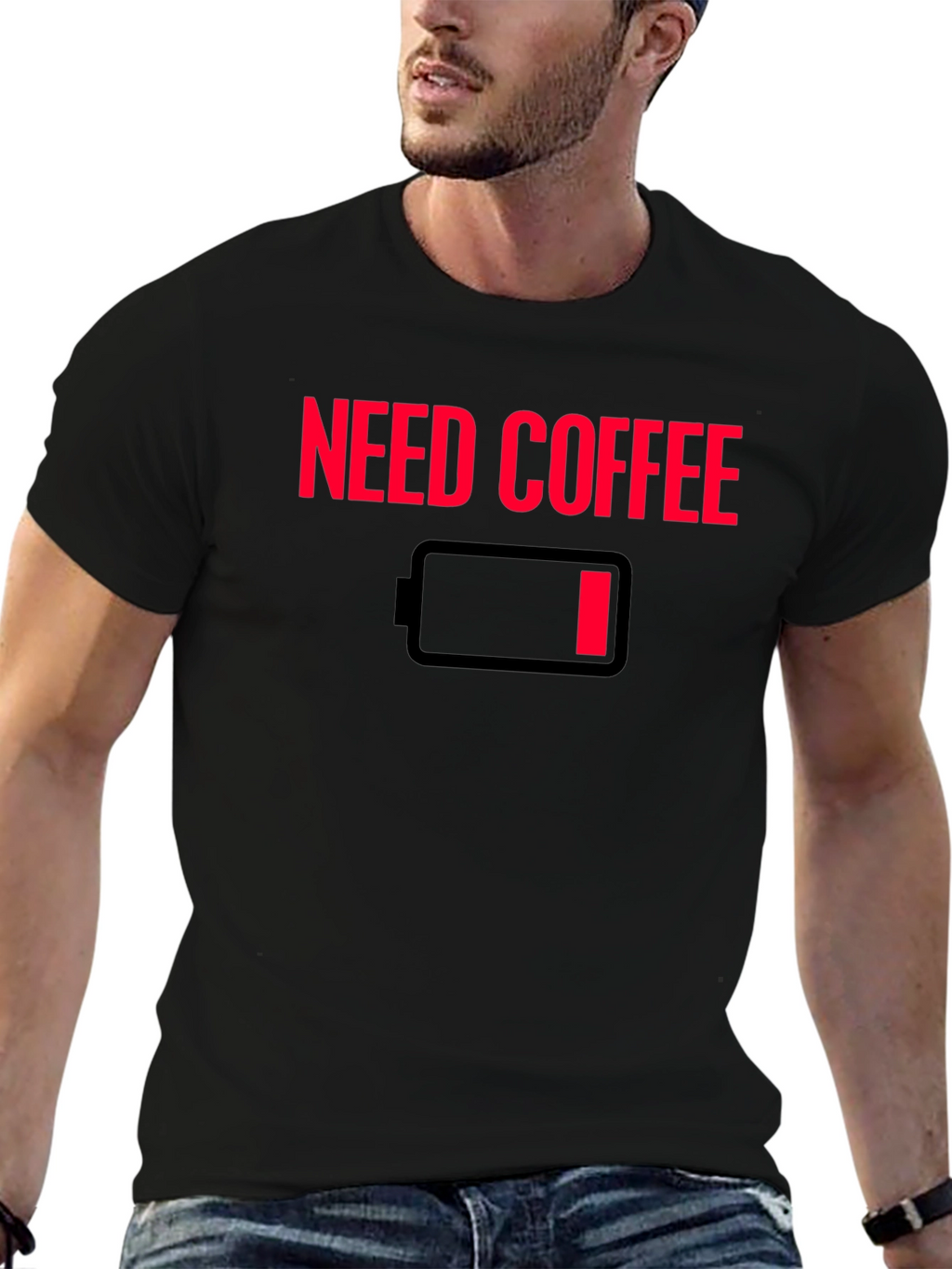 Need Coffee T-Shirt - Low Battery Graphic Tee