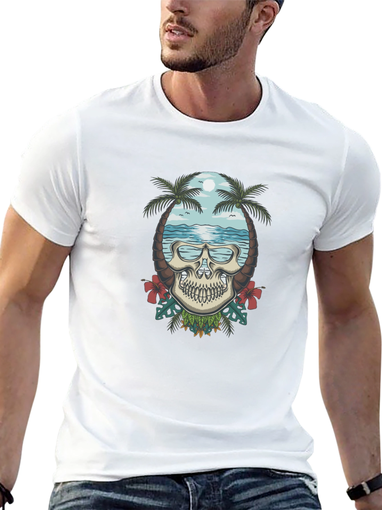 Skull Tropical Beach T-Shirt