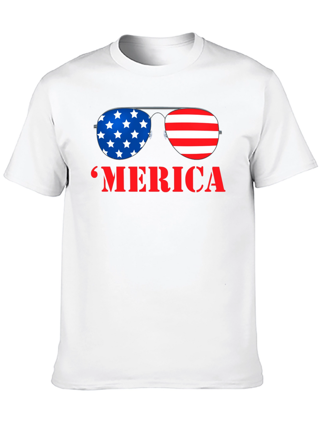 MERICA Patriotic Sunglasses Graphic T-Shirt