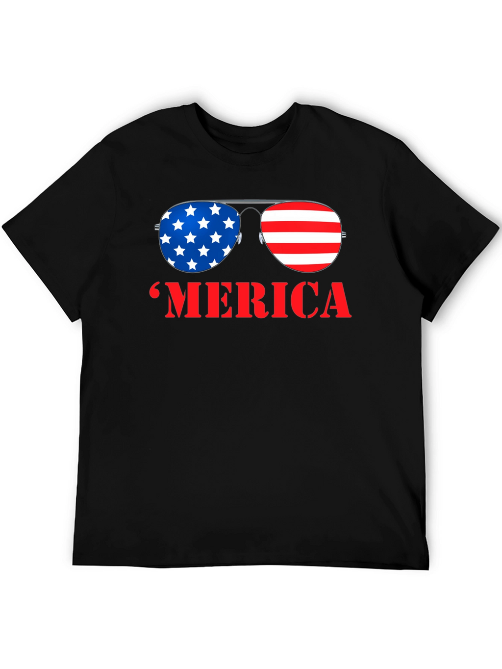 MERICA Patriotic Sunglasses Graphic T-Shirt