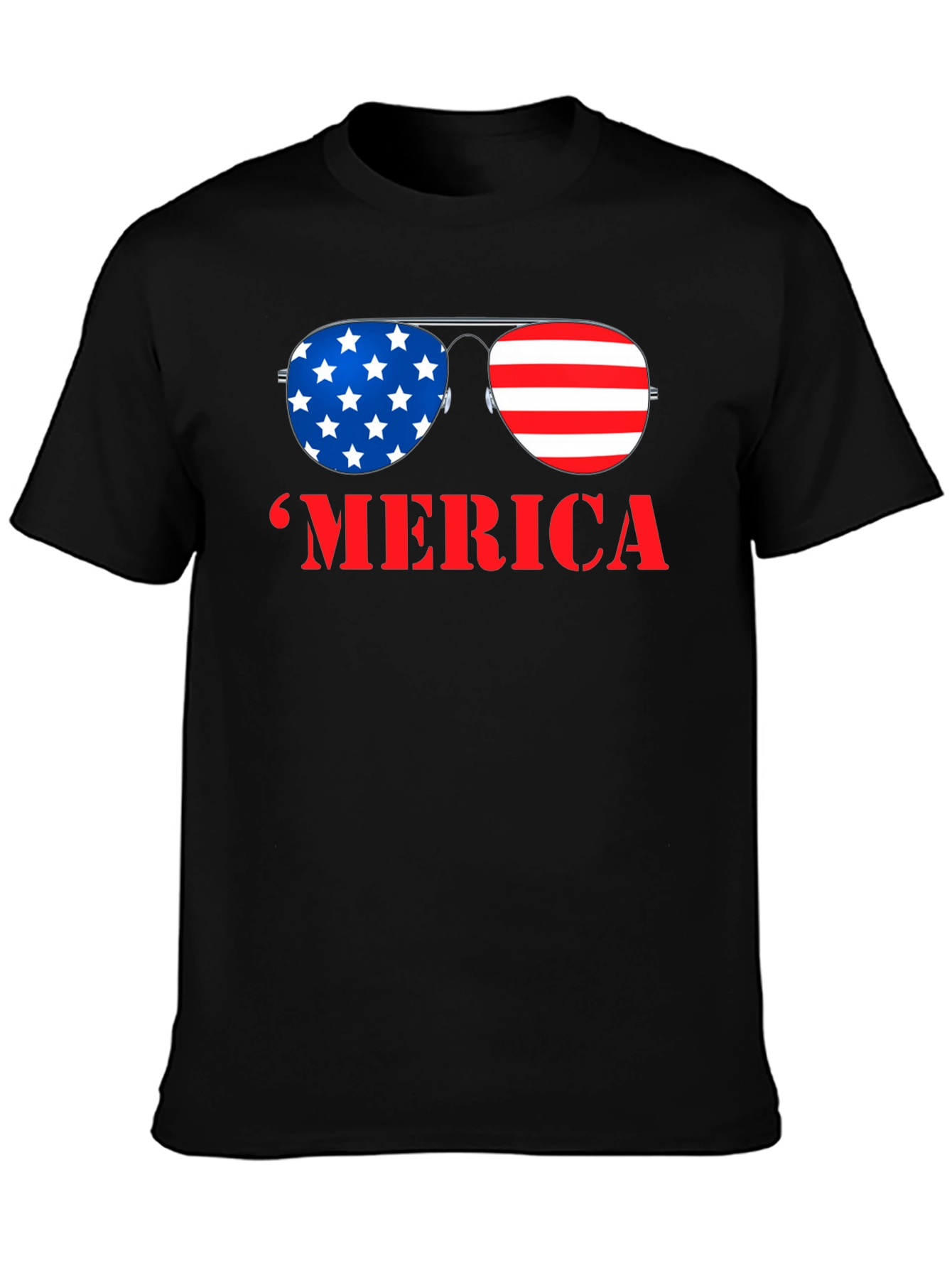 MERICA Patriotic Sunglasses Graphic T-Shirt