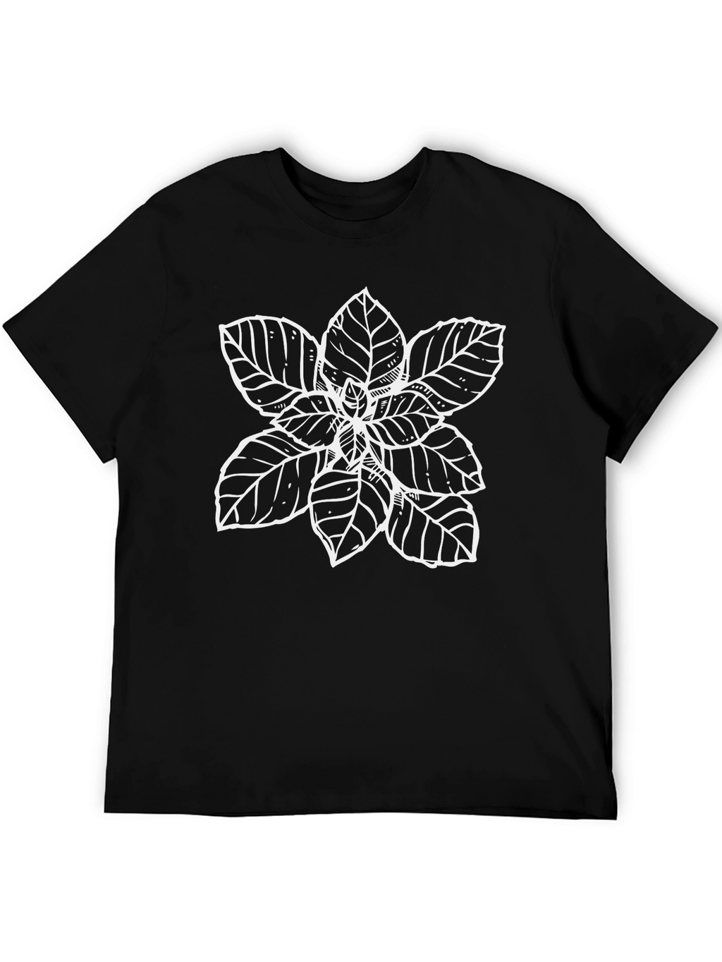 Botanical Print Black Crew Neck T-Shirt
