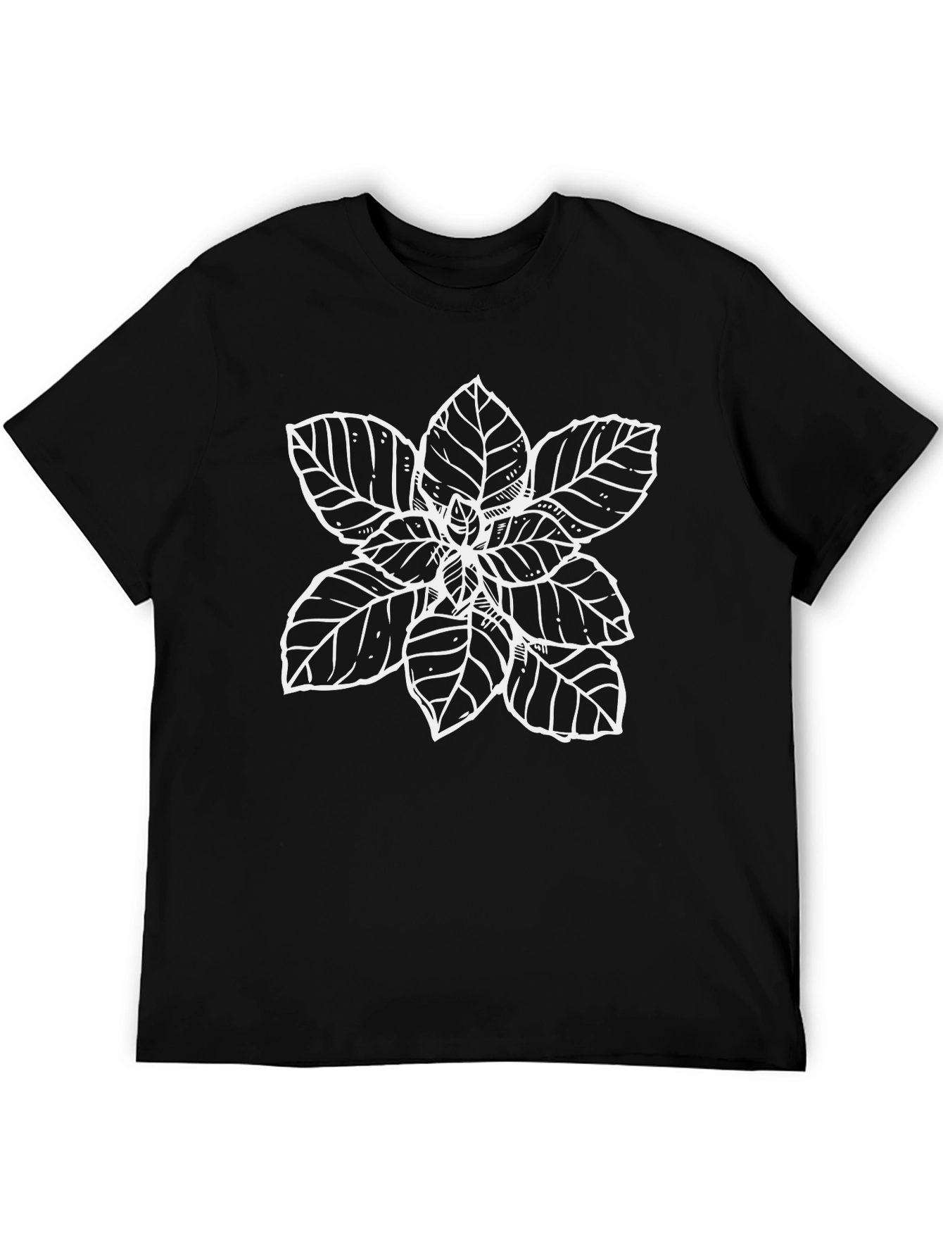 Botanical Print Black Crew Neck T-Shirt