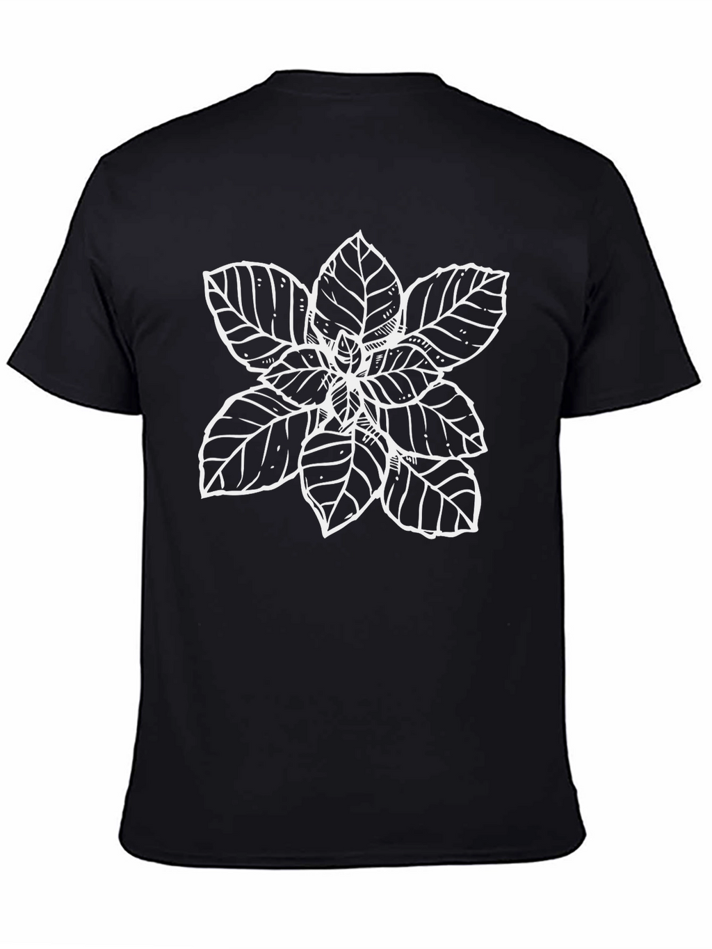 Botanical Print Black Crew Neck T-Shirt