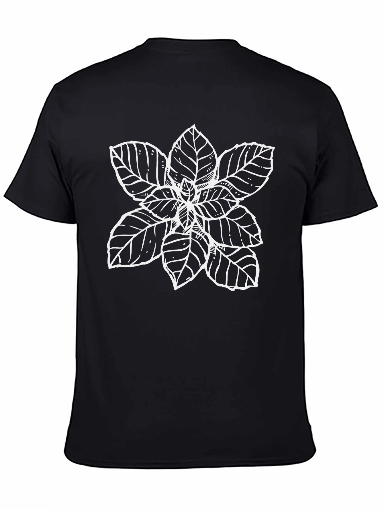 Botanical Print Black Crew Neck T-Shirt