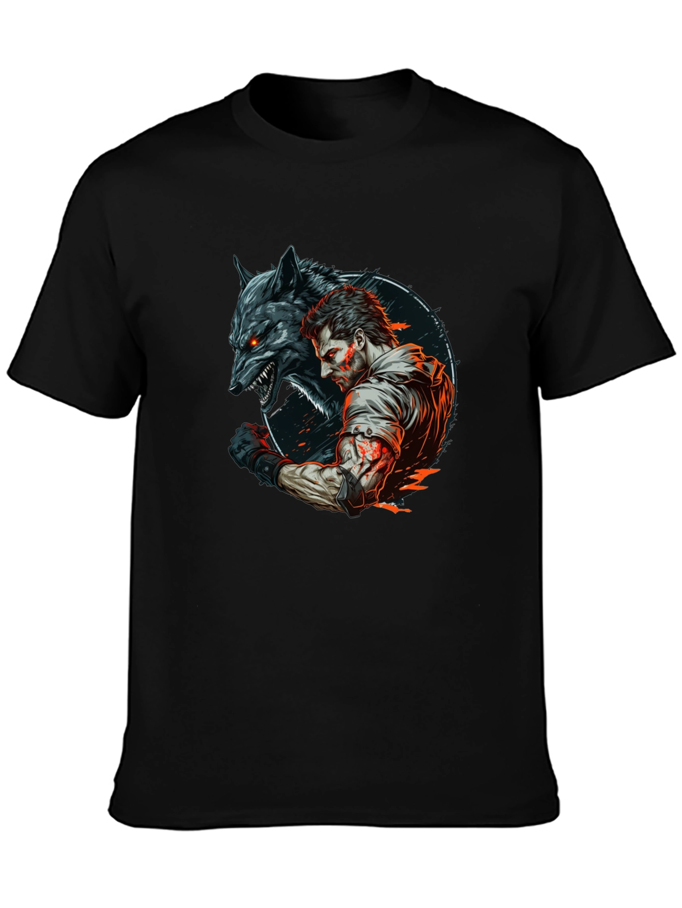 Wolf & Warrior Graphic T-Shirt