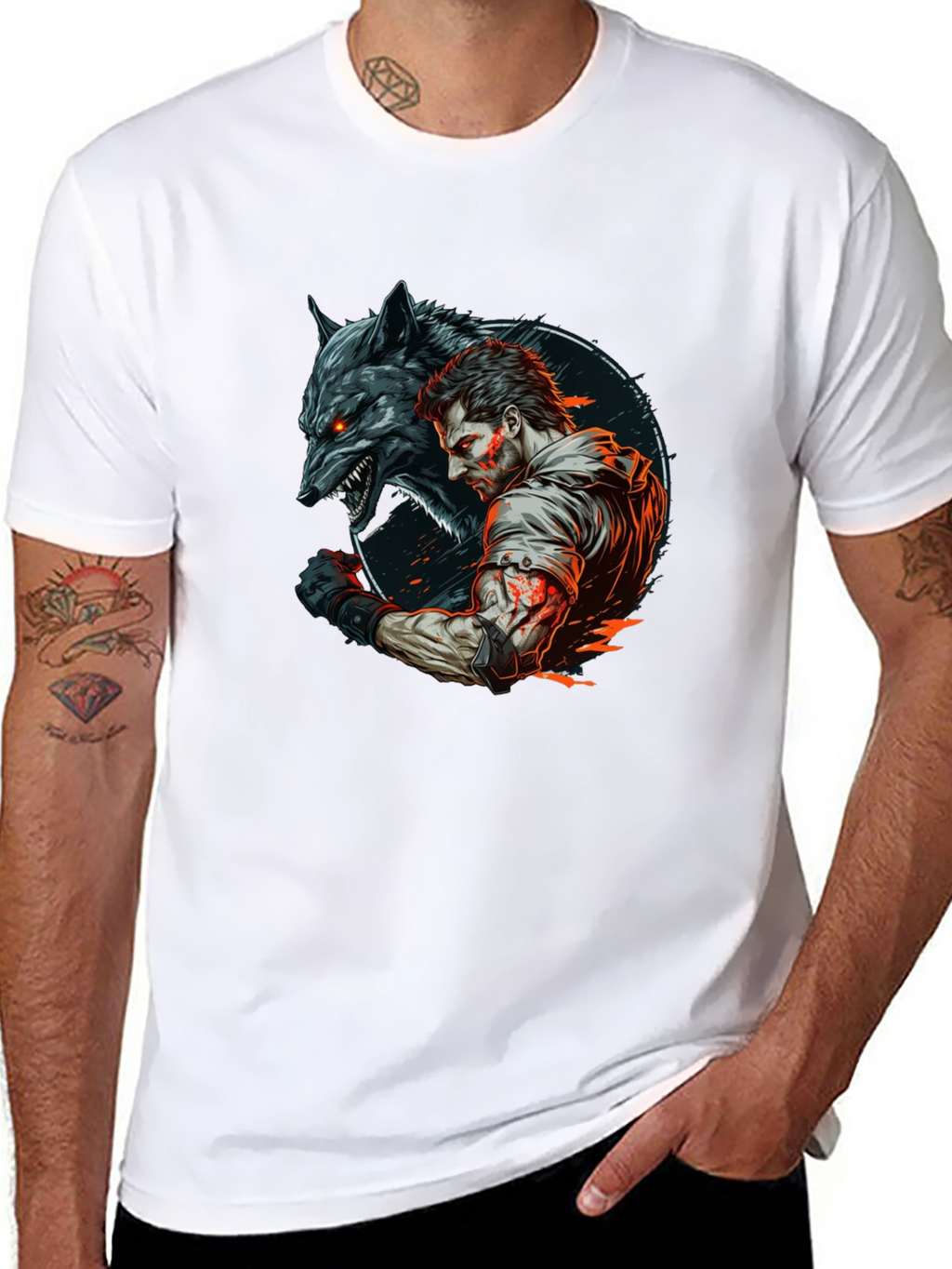 Wolf & Warrior Graphic T-Shirt