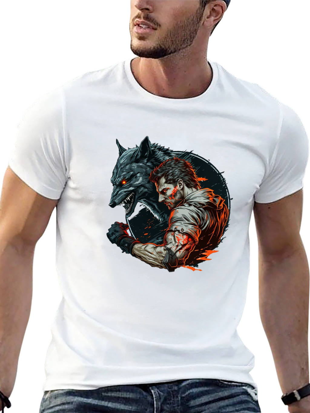 Wolf & Warrior Graphic T-Shirt