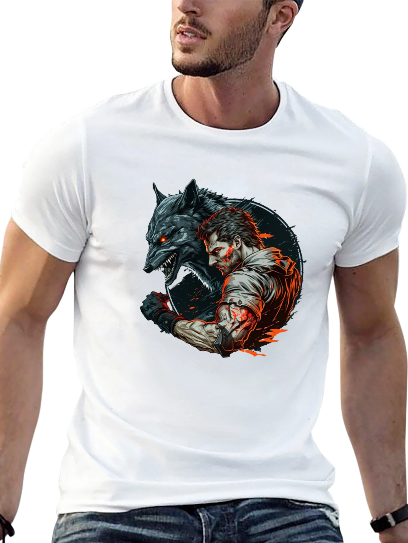 Wolf & Warrior Graphic T-Shirt