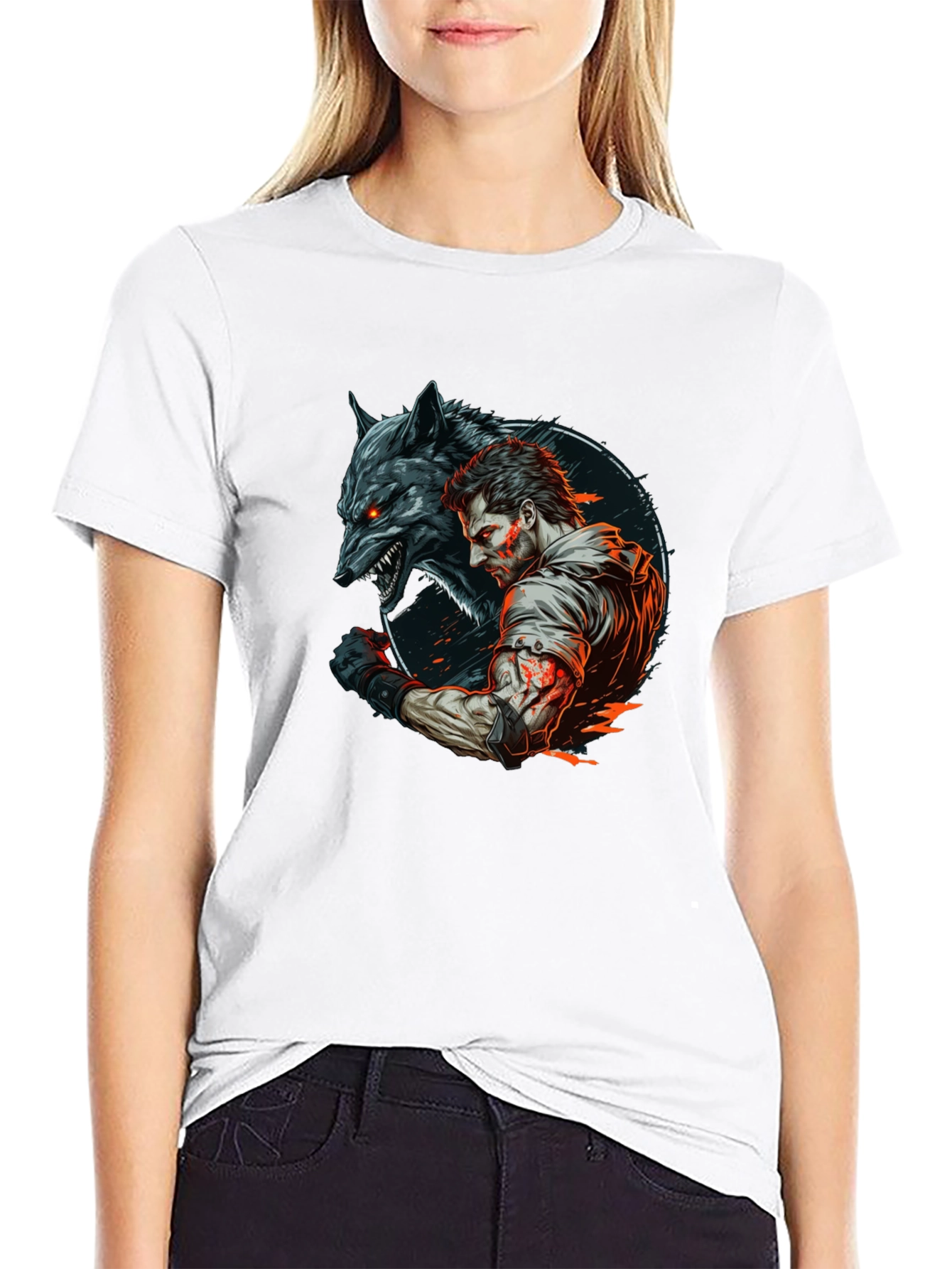 Wolf & Warrior Graphic T-Shirt