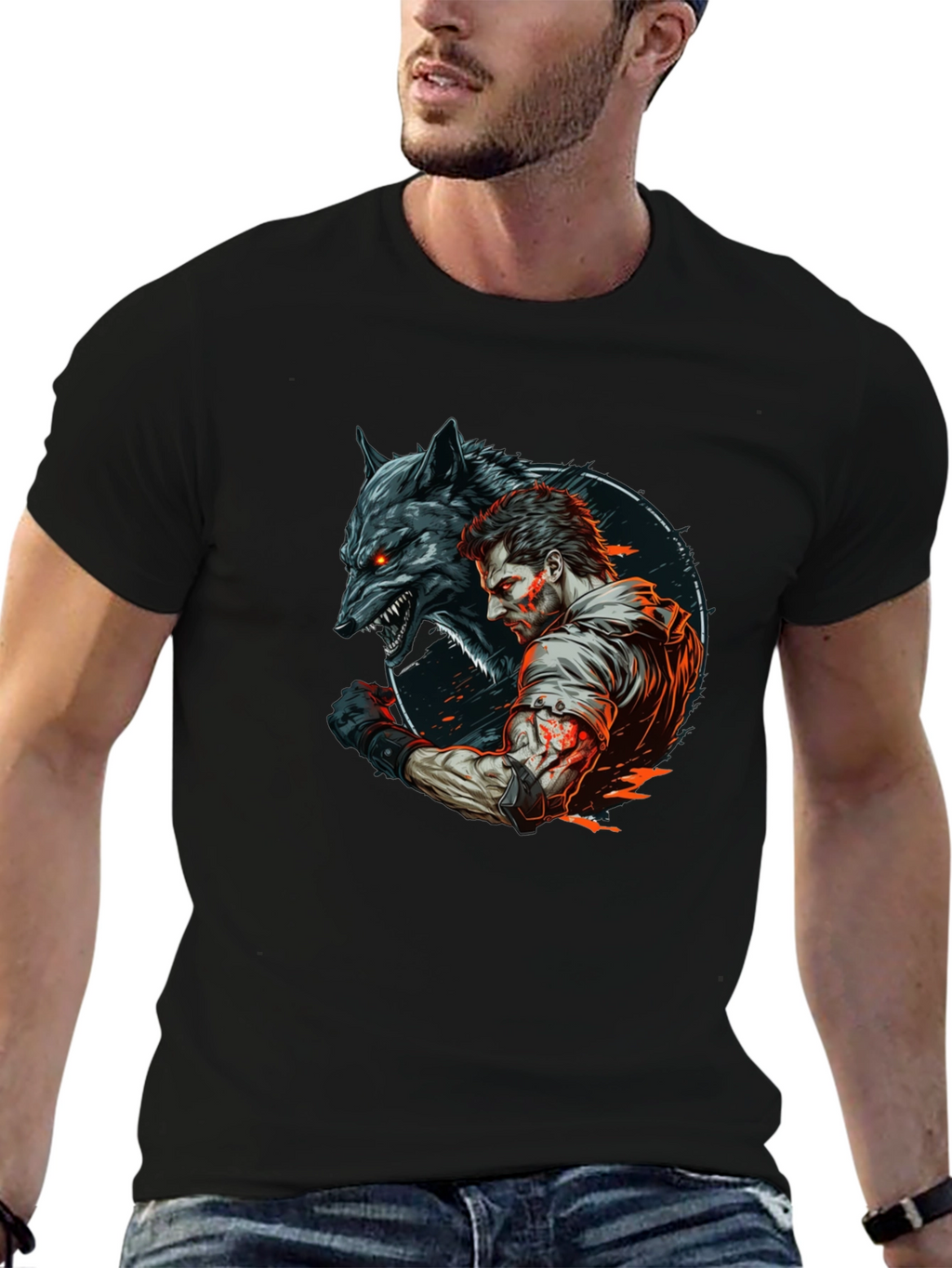 Wolf & Warrior Graphic T-Shirt