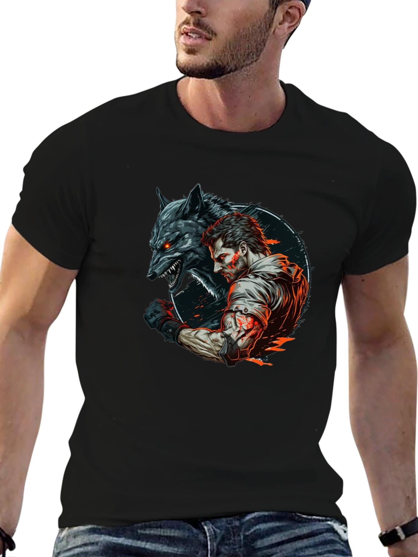 Wolf & Warrior Graphic T-Shirt
