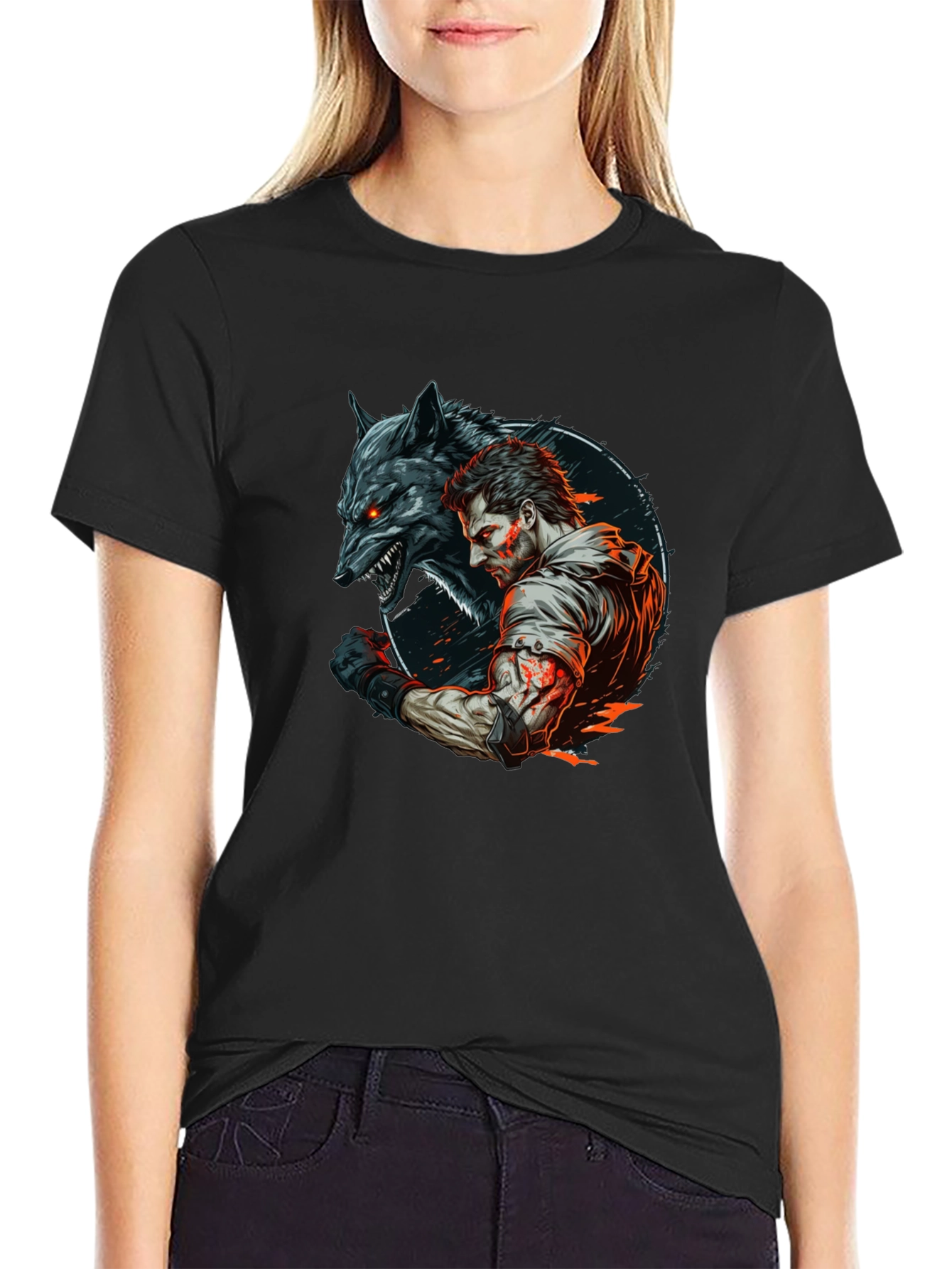 Wolf & Warrior Graphic T-Shirt