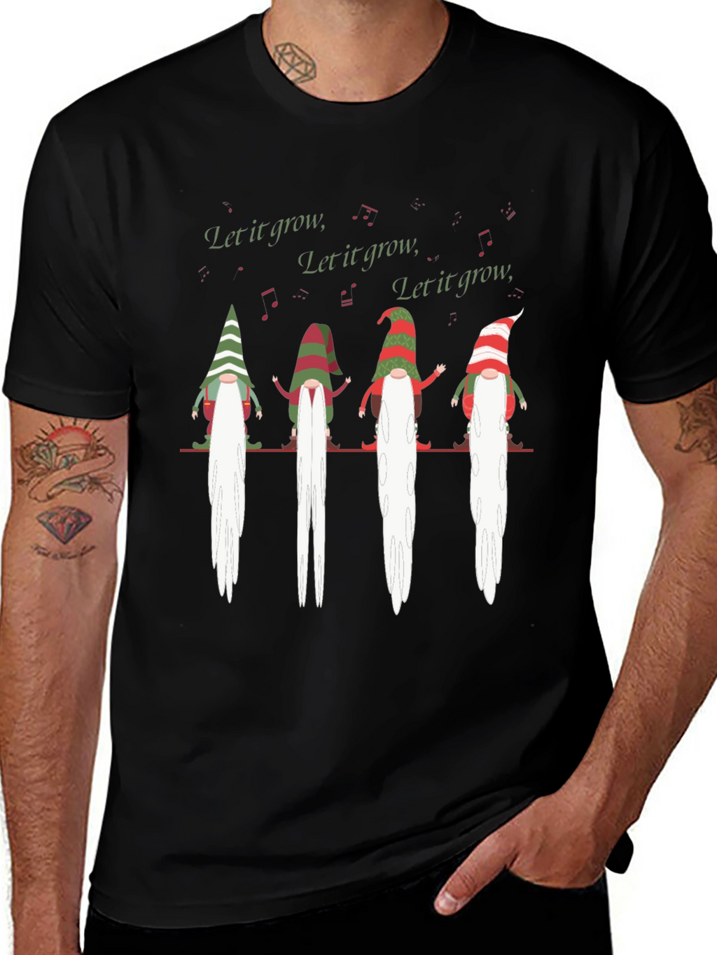 Let It Grow Gnomes Graphic T-Shirt - Black