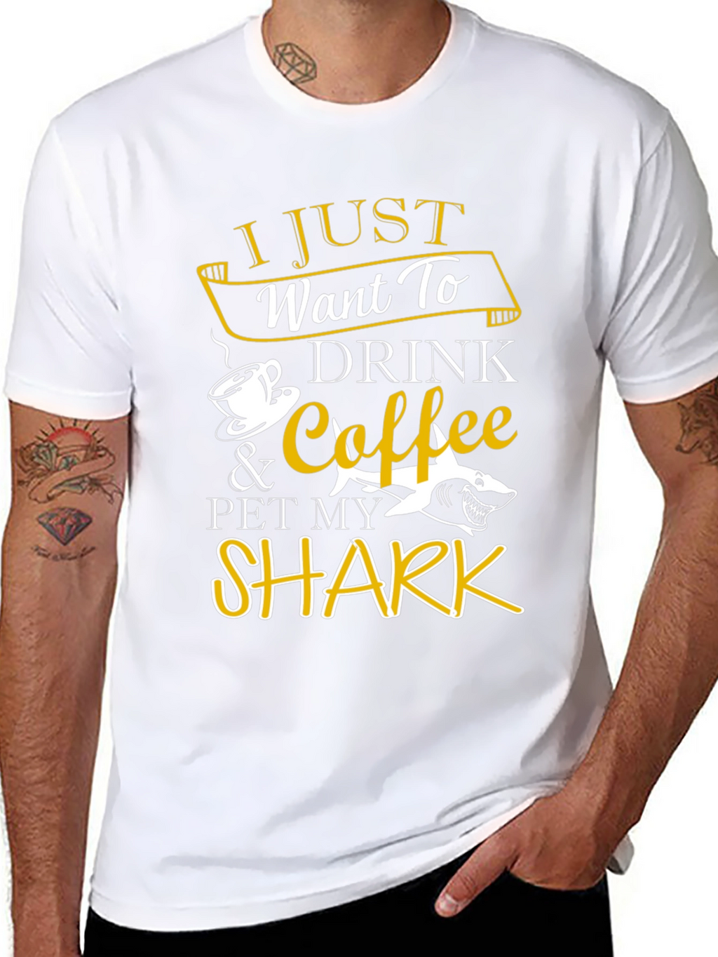 Drink Coffee Pet Shark T-Shirt