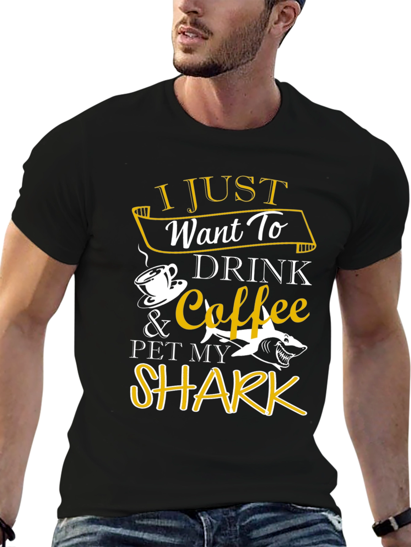 Drink Coffee Pet Shark T-Shirt