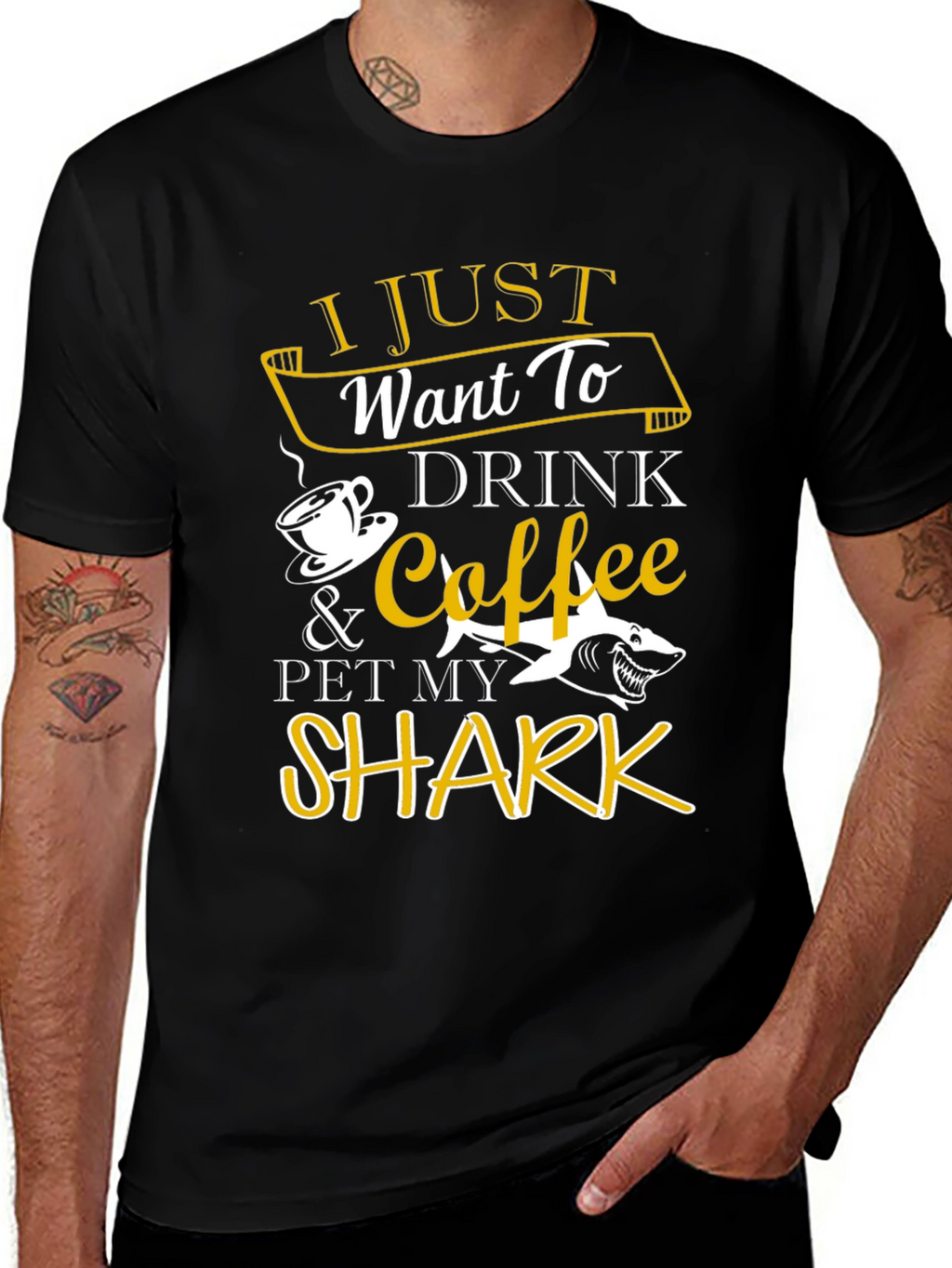 Drink Coffee Pet Shark T-Shirt