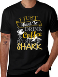 Drink Coffee Pet Shark T-Shirt