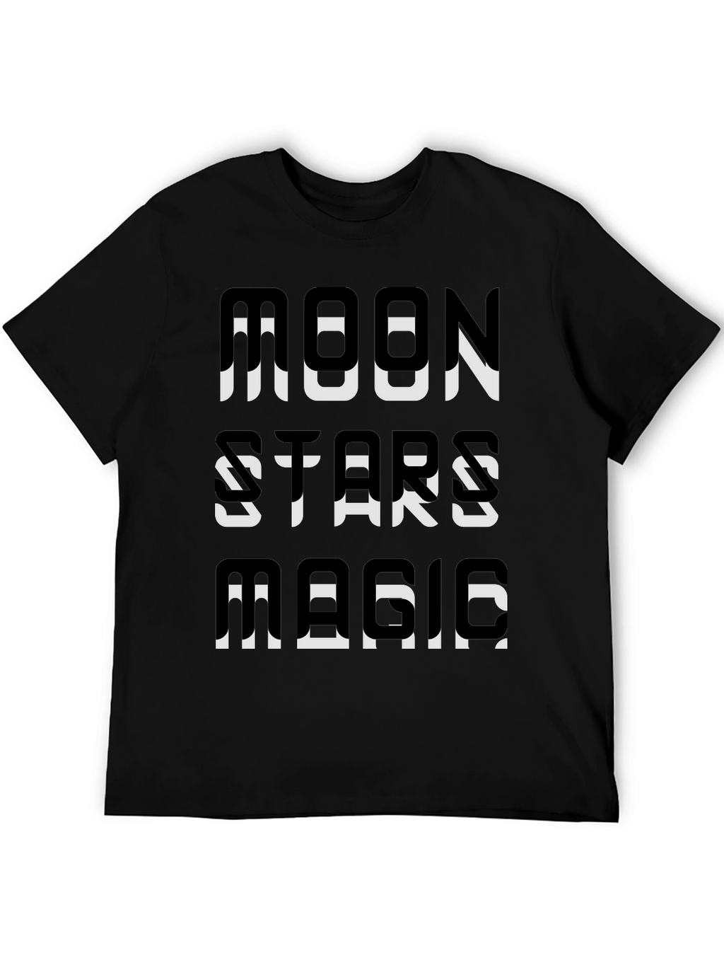 Moon Stars Magic Graphic Tee - Black Cotton T-Shirt