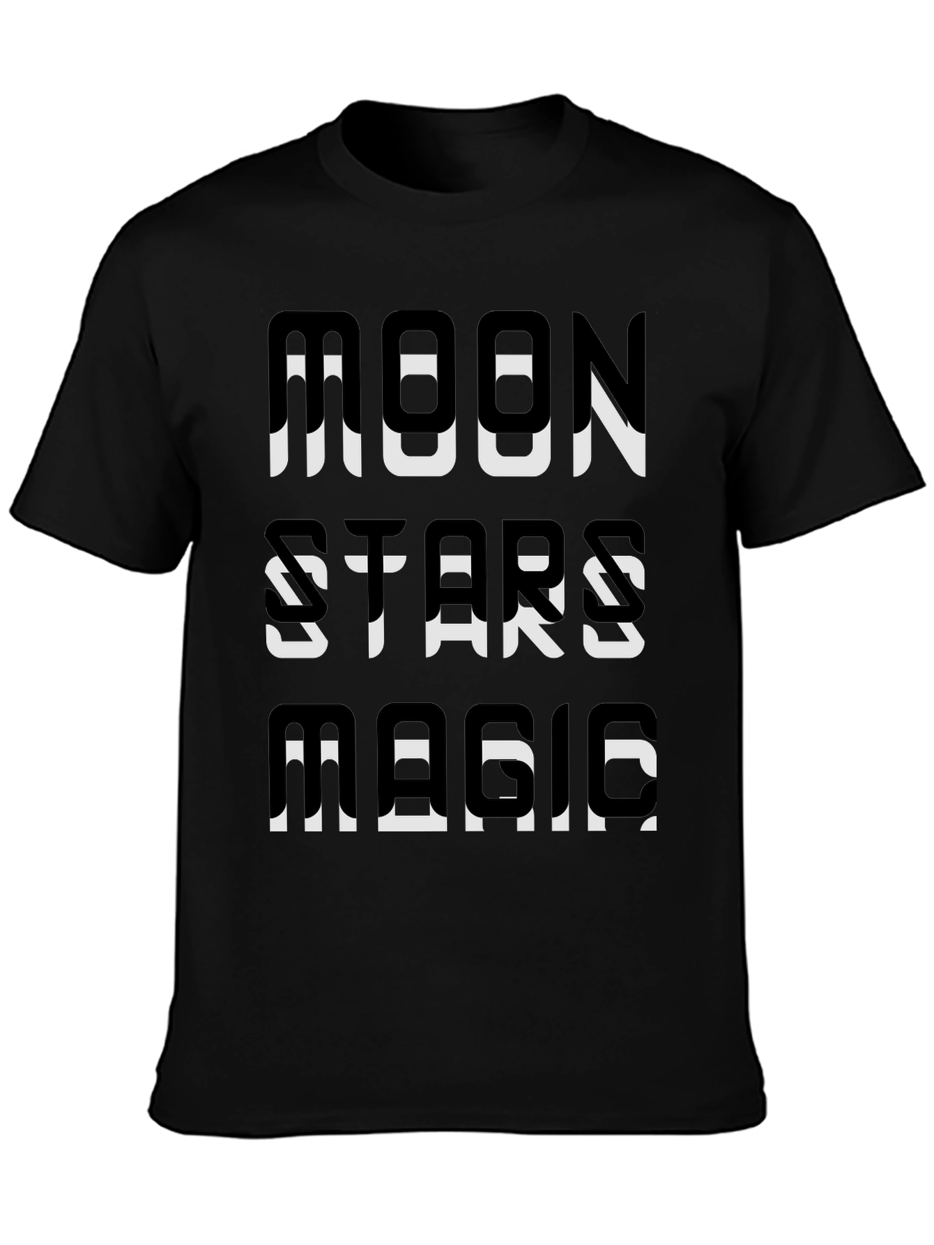 Moon Stars Magic Graphic Tee - Black Cotton T-Shirt