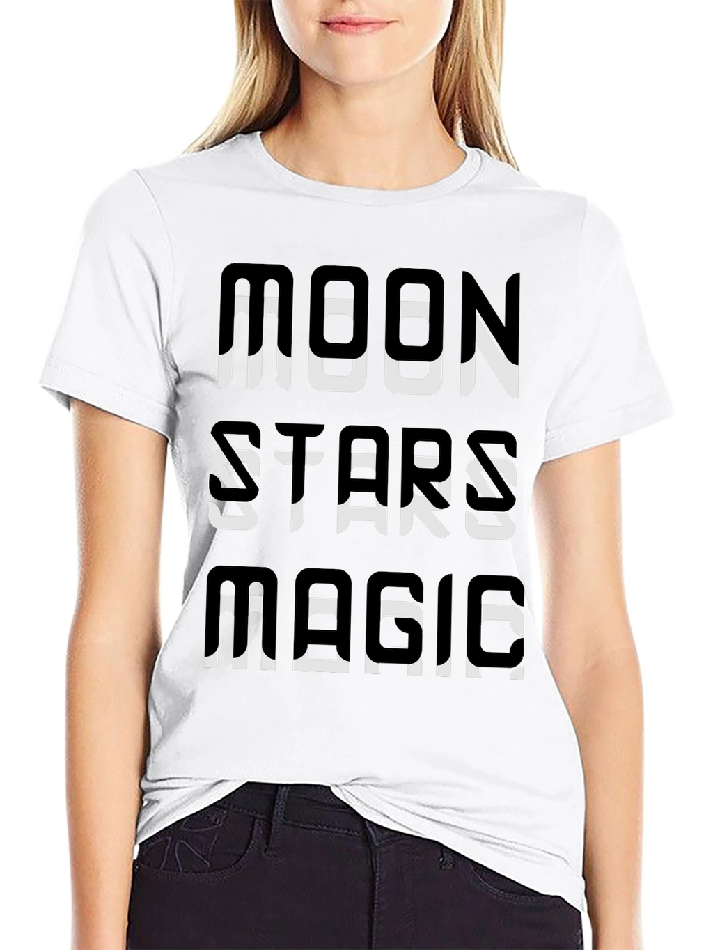 Moon Stars Magic Graphic Tee - Black Cotton T-Shirt