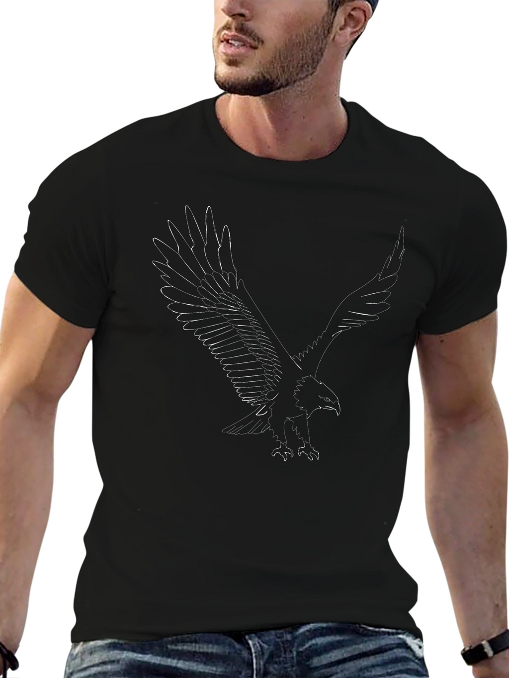 Eagle Print Black T-Shirt - Mens Graphic Tee