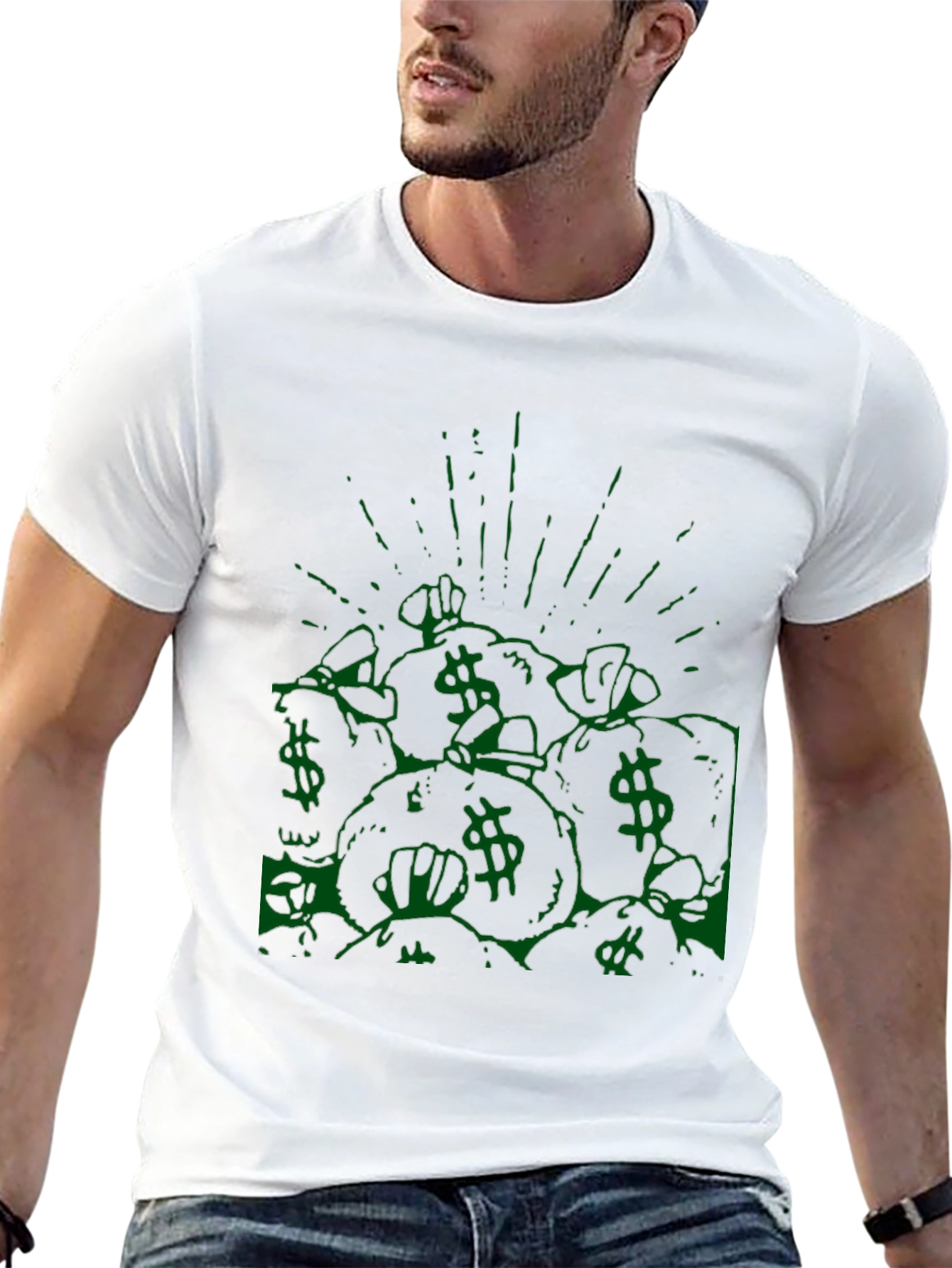 Money Bag Graphic Tee - Black Cotton T-Shirt