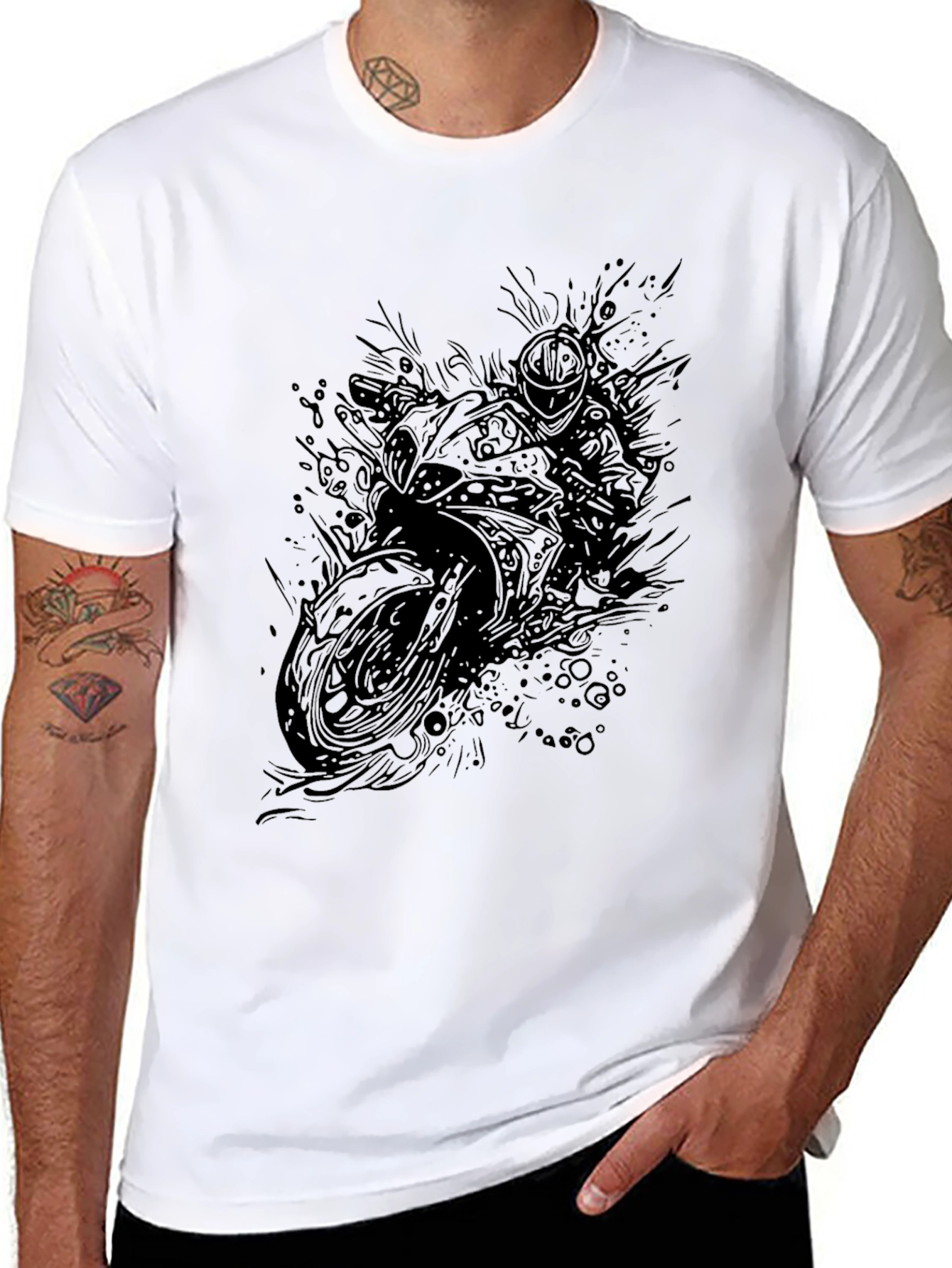 Motorcycle Graphic Black T-Shirt