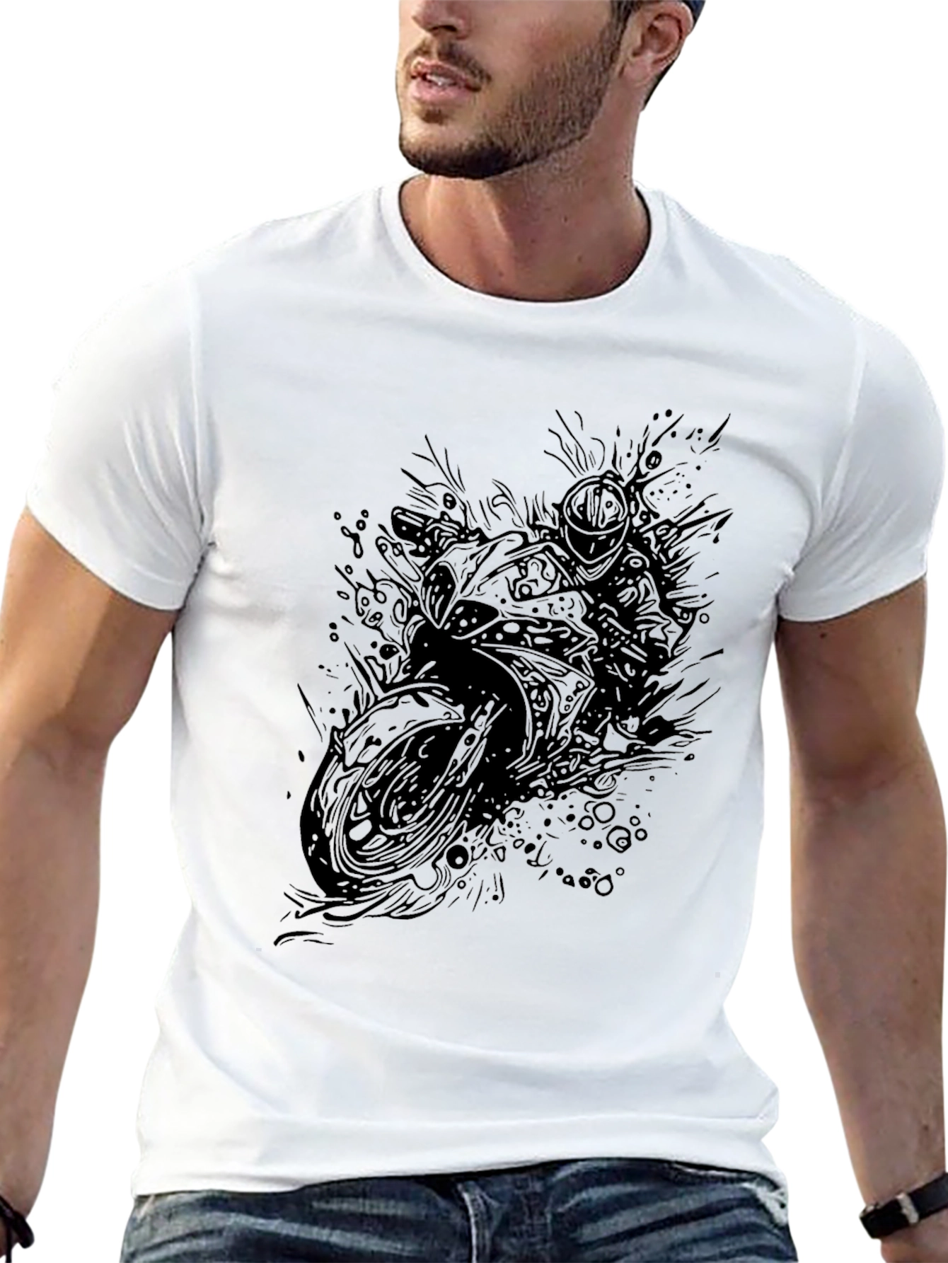 Motorcycle Graphic Black T-Shirt