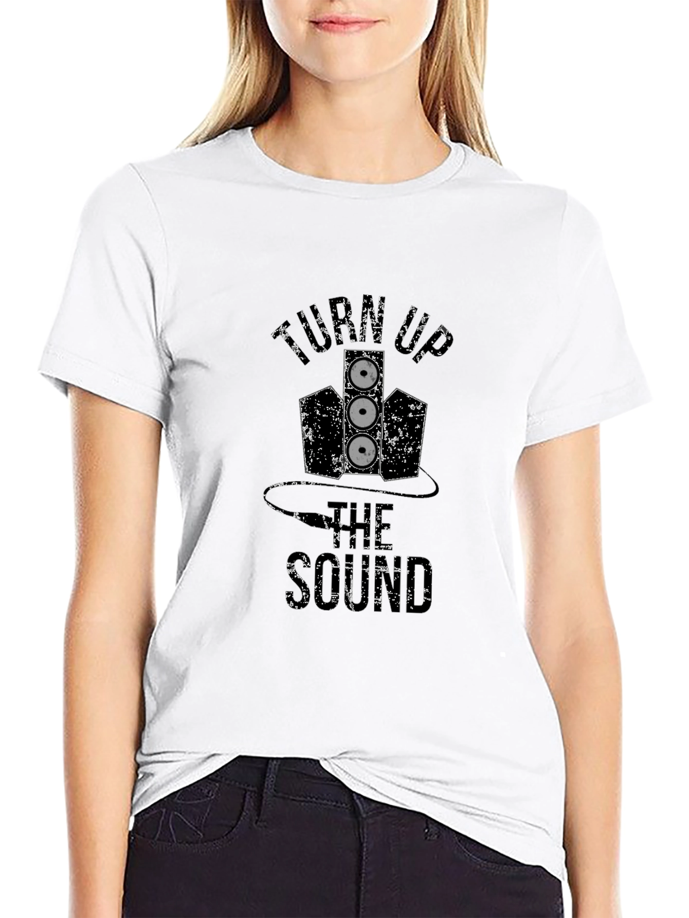 Turn Up the Sound Black Graphic Tee