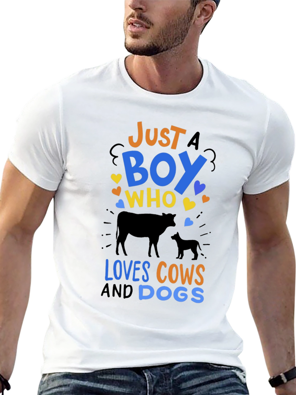 Just a Boy Who Loves Cows & Dogs T-Shirt