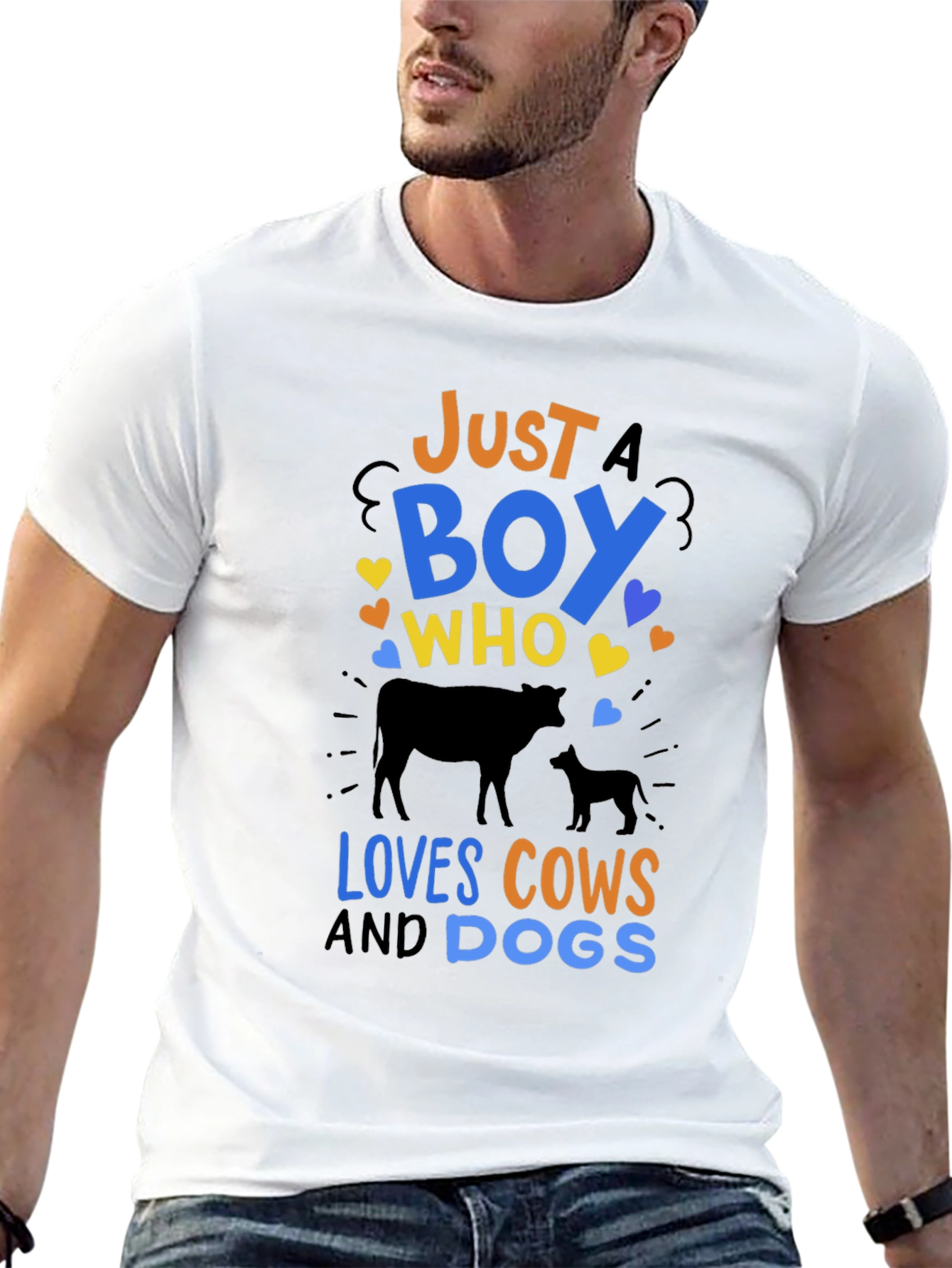 Just a Boy Who Loves Cows & Dogs T-Shirt