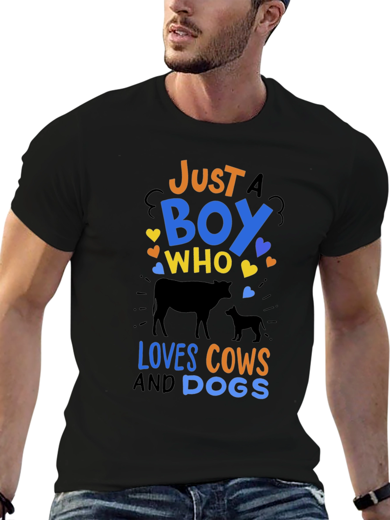 Just a Boy Who Loves Cows & Dogs T-Shirt