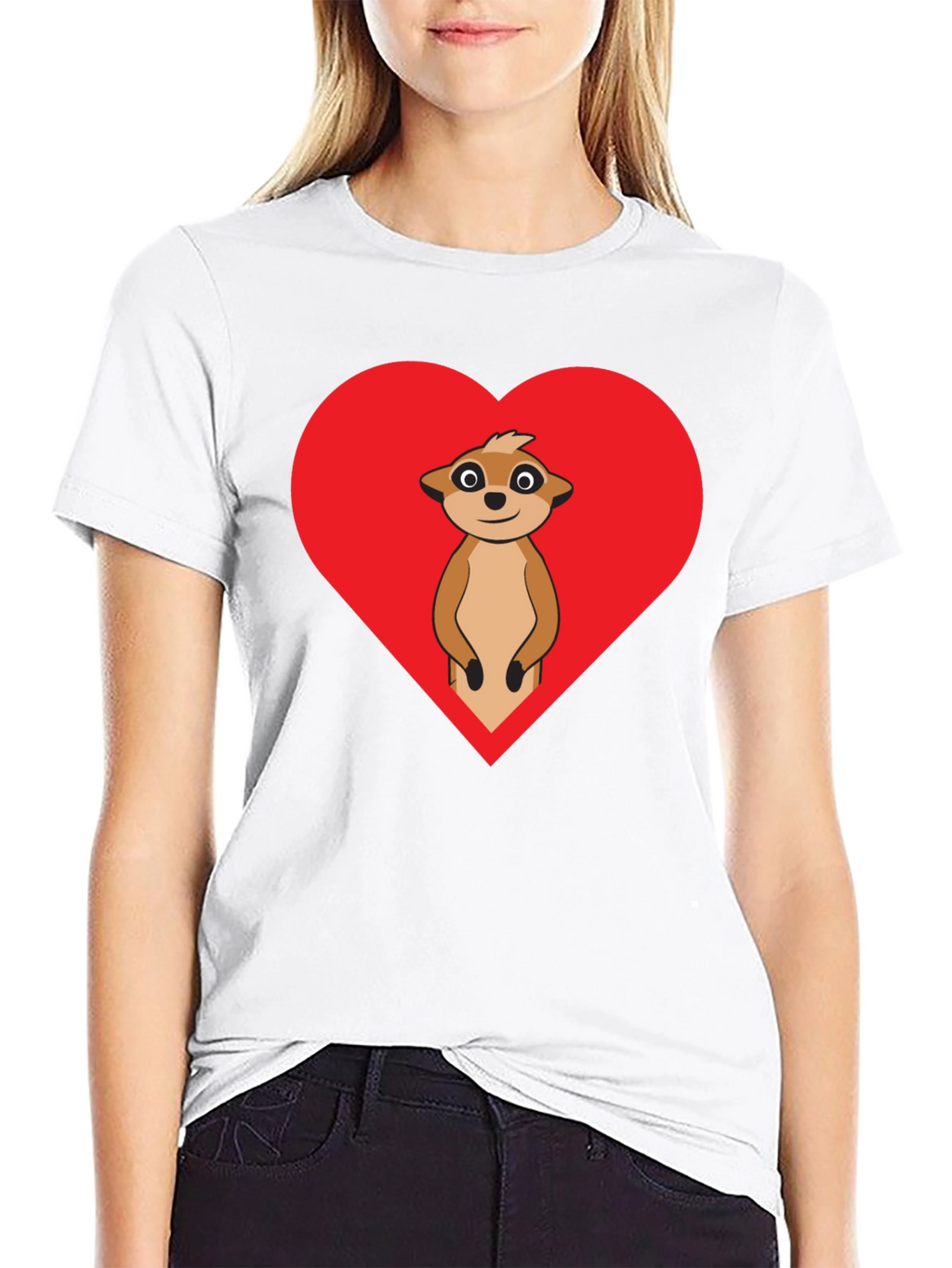 Meerkat Heart Graphic Tee - Black Cotton