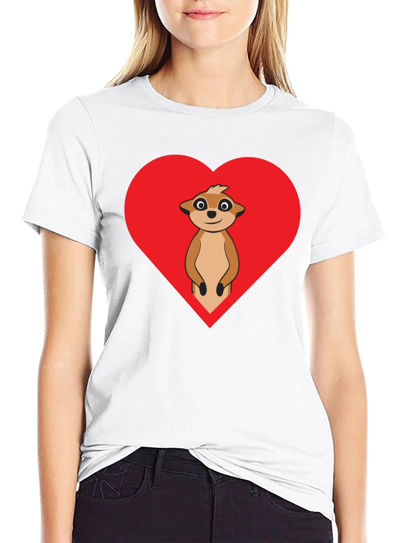 Meerkat Heart Graphic Tee - Black Cotton