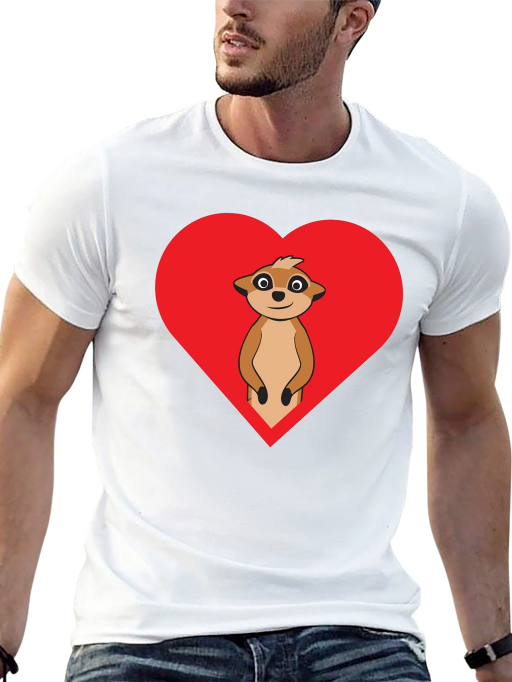 Meerkat Heart Graphic Tee - Black Cotton