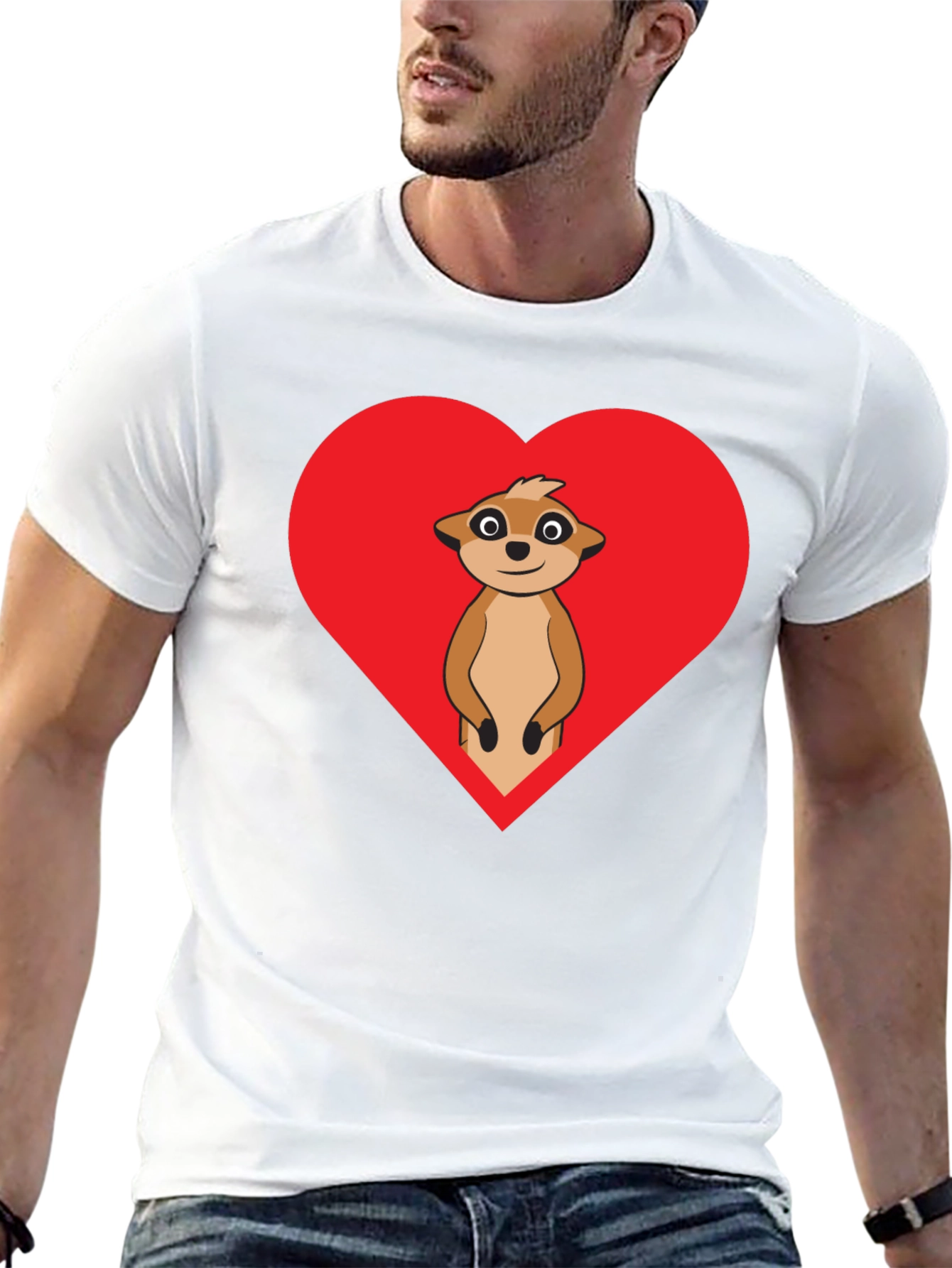 Meerkat Heart Graphic Tee - Black Cotton