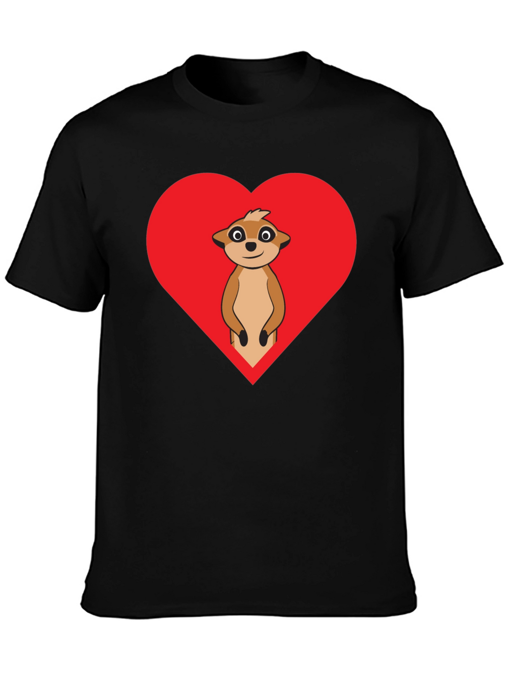 Meerkat Heart Graphic Tee - Black Cotton